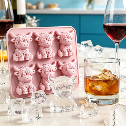 3D Cute Cattle Silicone Ice Cube Mold for Whiskey Cocktails Beer Coffee and Drinks Party
