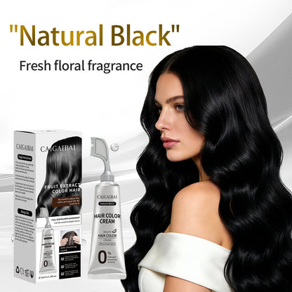 Hair Dye Cream Comb for Gray Coverage, No Mix Easy Application for Men & Women, Natural Black Hair Color Kit