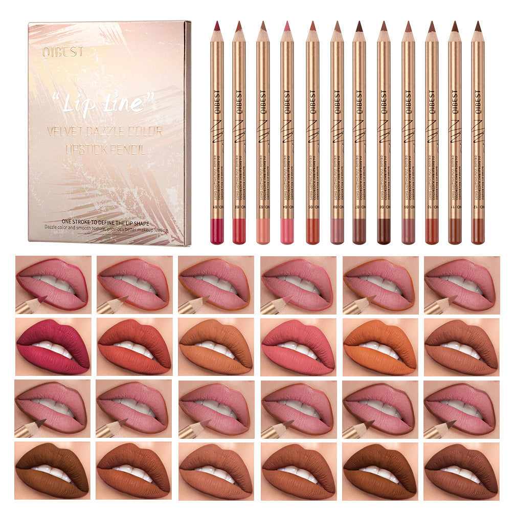 12 Colors Lip Liner Set Waterproof Lipstick High Pigmented