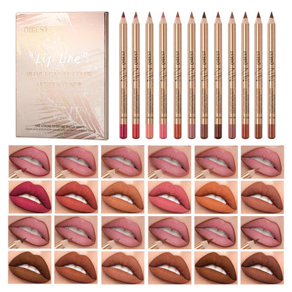 12 Colors Lip Liner Set Waterproof Lipstick High Pigmented