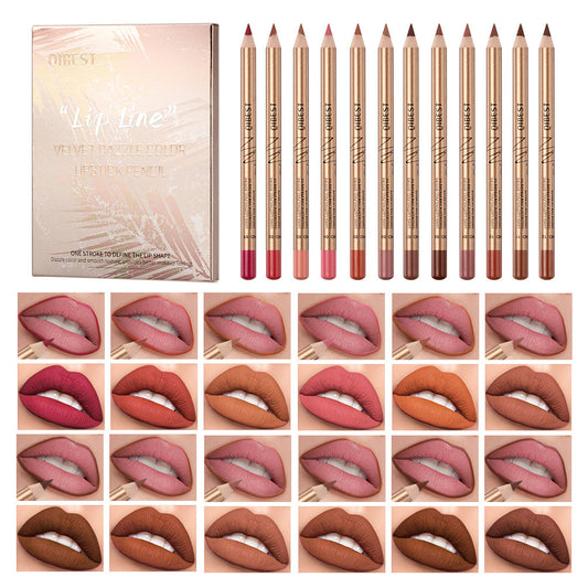 12 Colors Lip Liner Set Waterproof Lipstick High Pigmented
