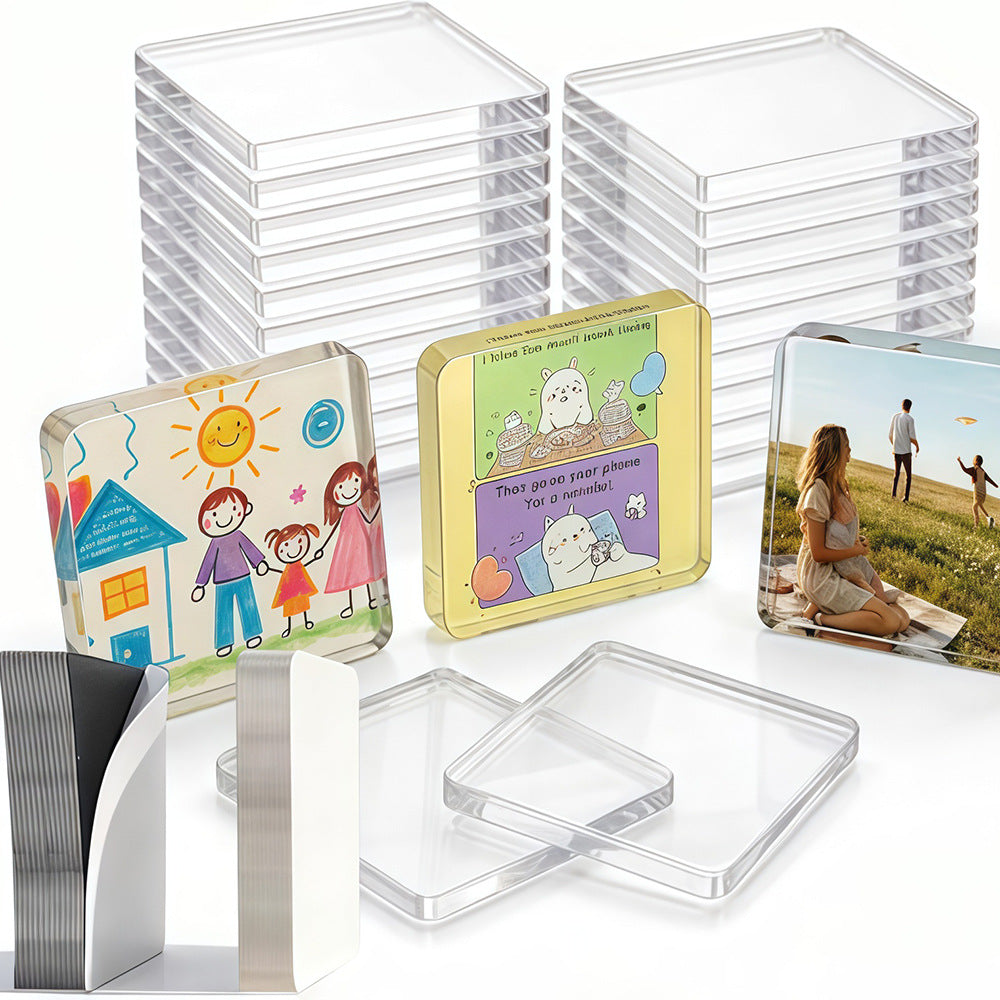 10 Pcs Square Acrylic Fridge Magnet Making Kit for Crafts, Classroom, Gifts & Home Decor