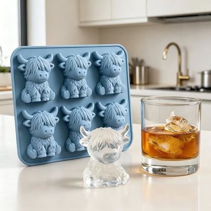 3D Cute Cattle Silicone Ice Cube Mold for Whiskey Cocktails Beer Coffee and Drinks Party