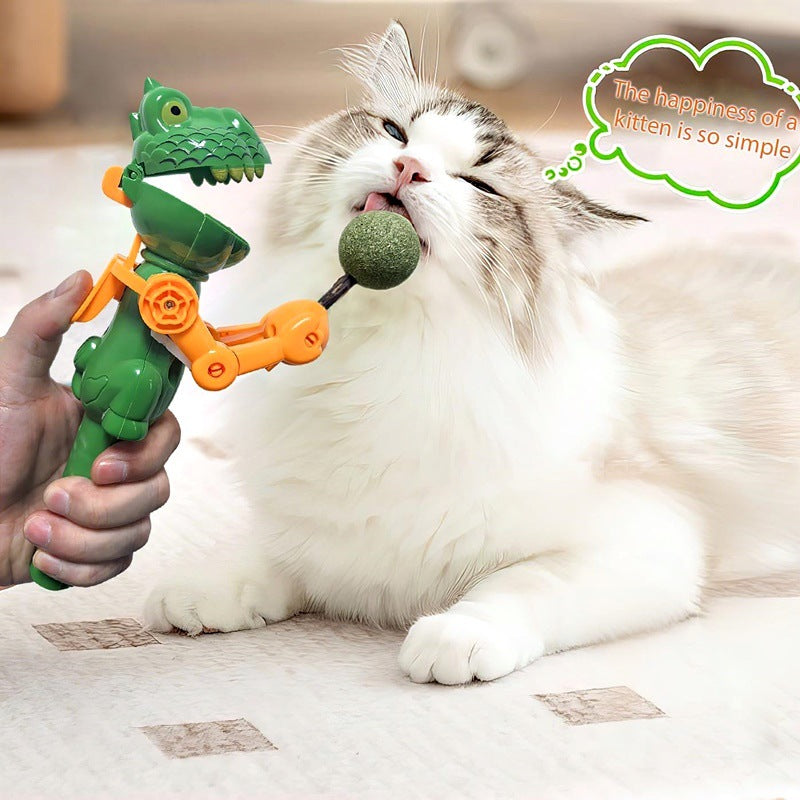 Cat-Teasing Dinosaur Robot Candy Dispenser / Lollipop Holder