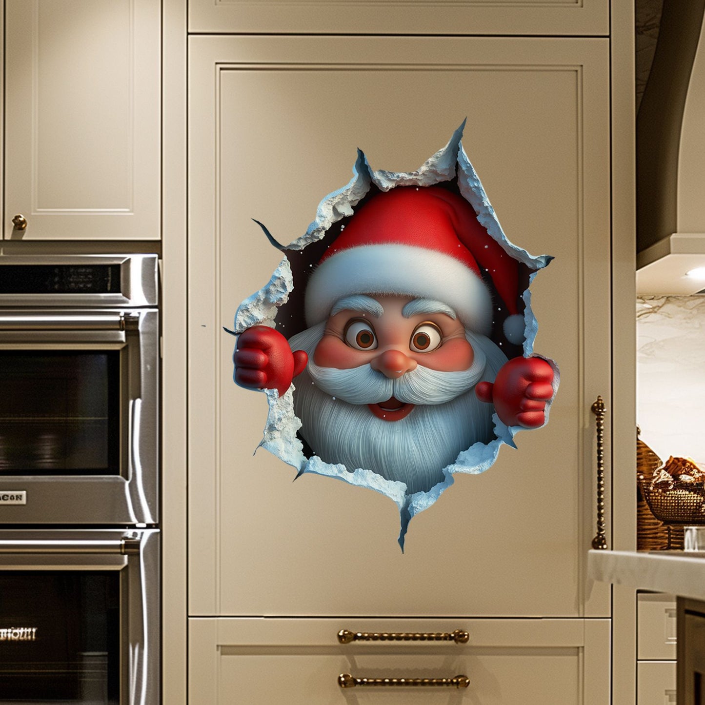 3D Christmas Wall Sticker Funny Cartoon Santa Wall Decal