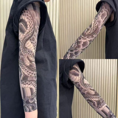 High-Elasticity Seamless Cooling Tattoo-Effect Arm Sleeves