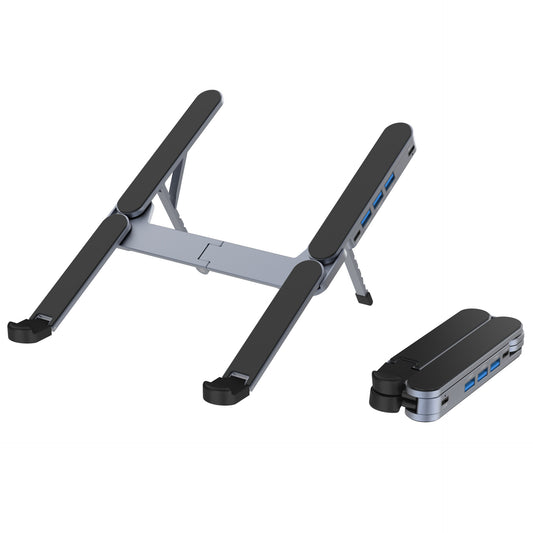 Ultra Compact Laptop Stand with 4 USB Ports for Travel, Library, Home, Office, Cafe