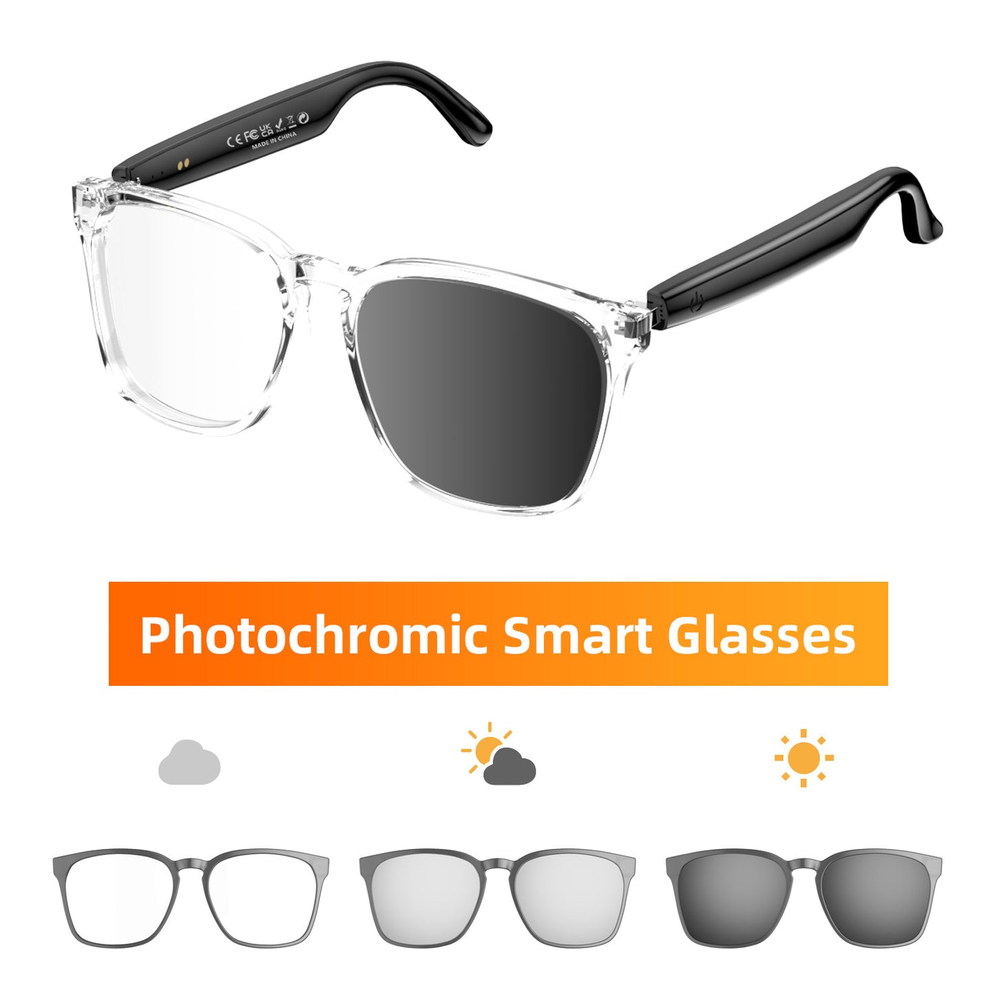 AI Translation Smart Glasses – Photochromic, Multifunctional, Bluetooth-Enabled