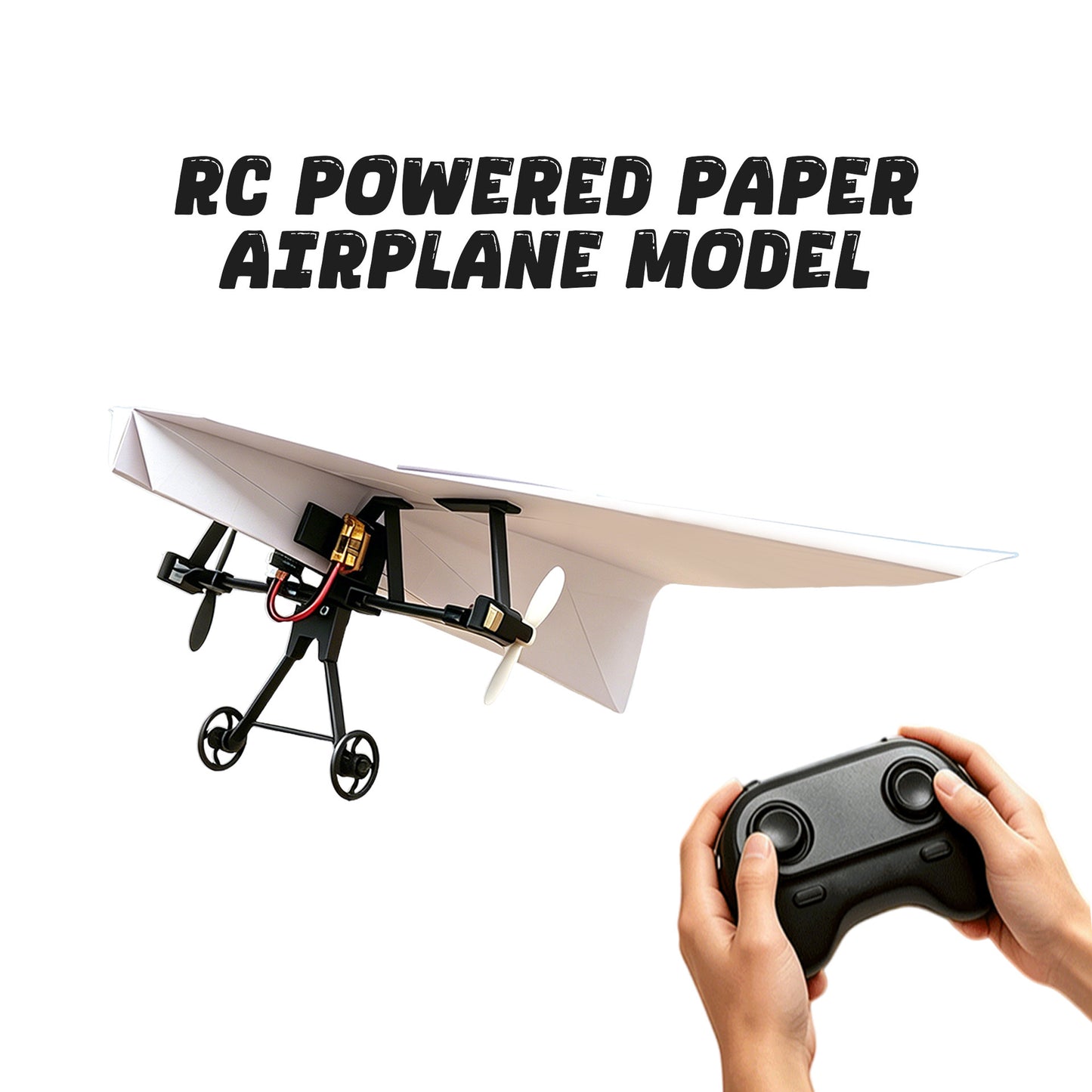 RC Paper Plane Conversion Kit, DIY Power Module with Gyro & Dual Propeller, Landing Gear