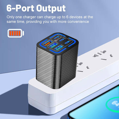 50W 6-Port USB & Type-C Charging Block Suitable for All Smartphone