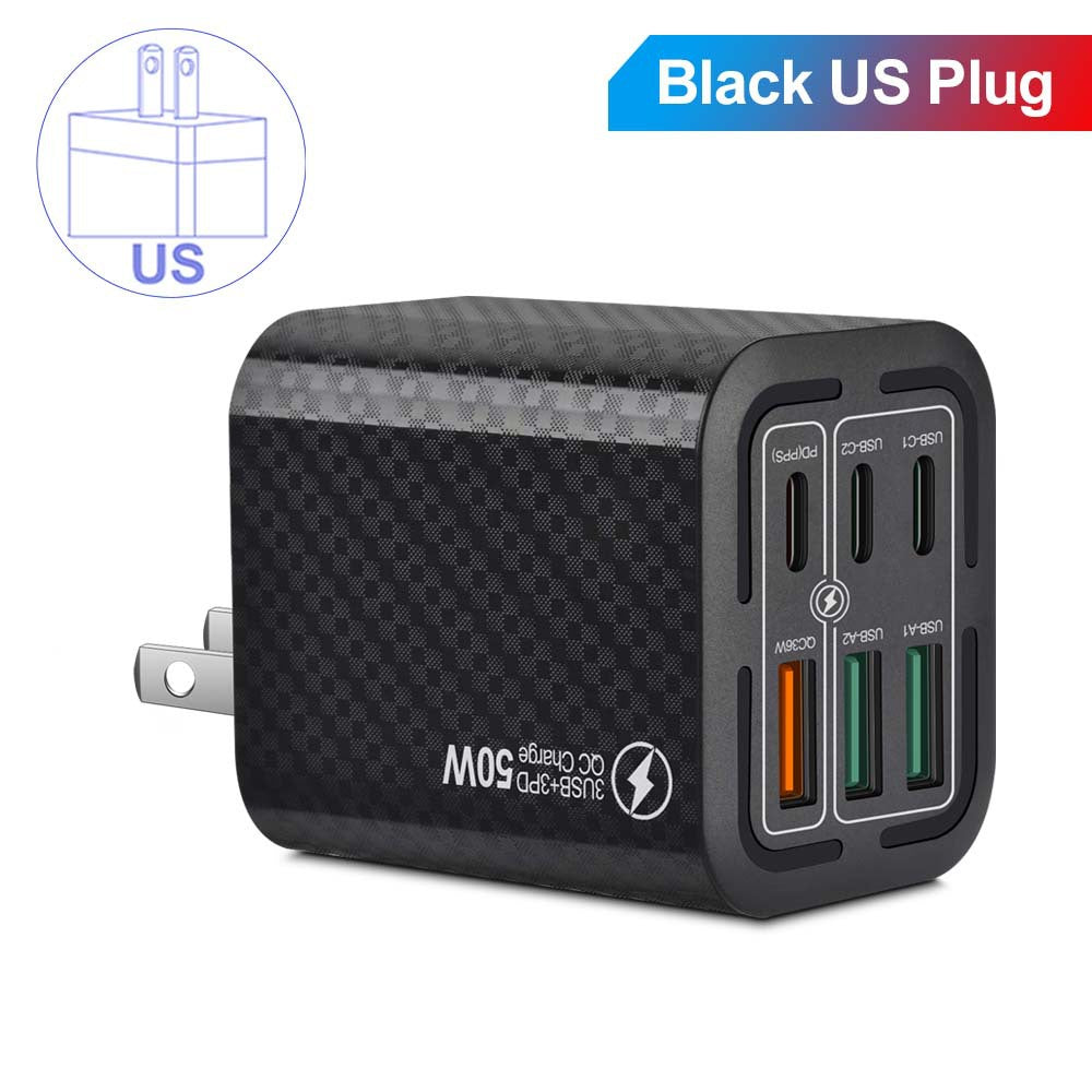 50W 6-Port USB & Type-C Charging Block Suitable for All Smartphone