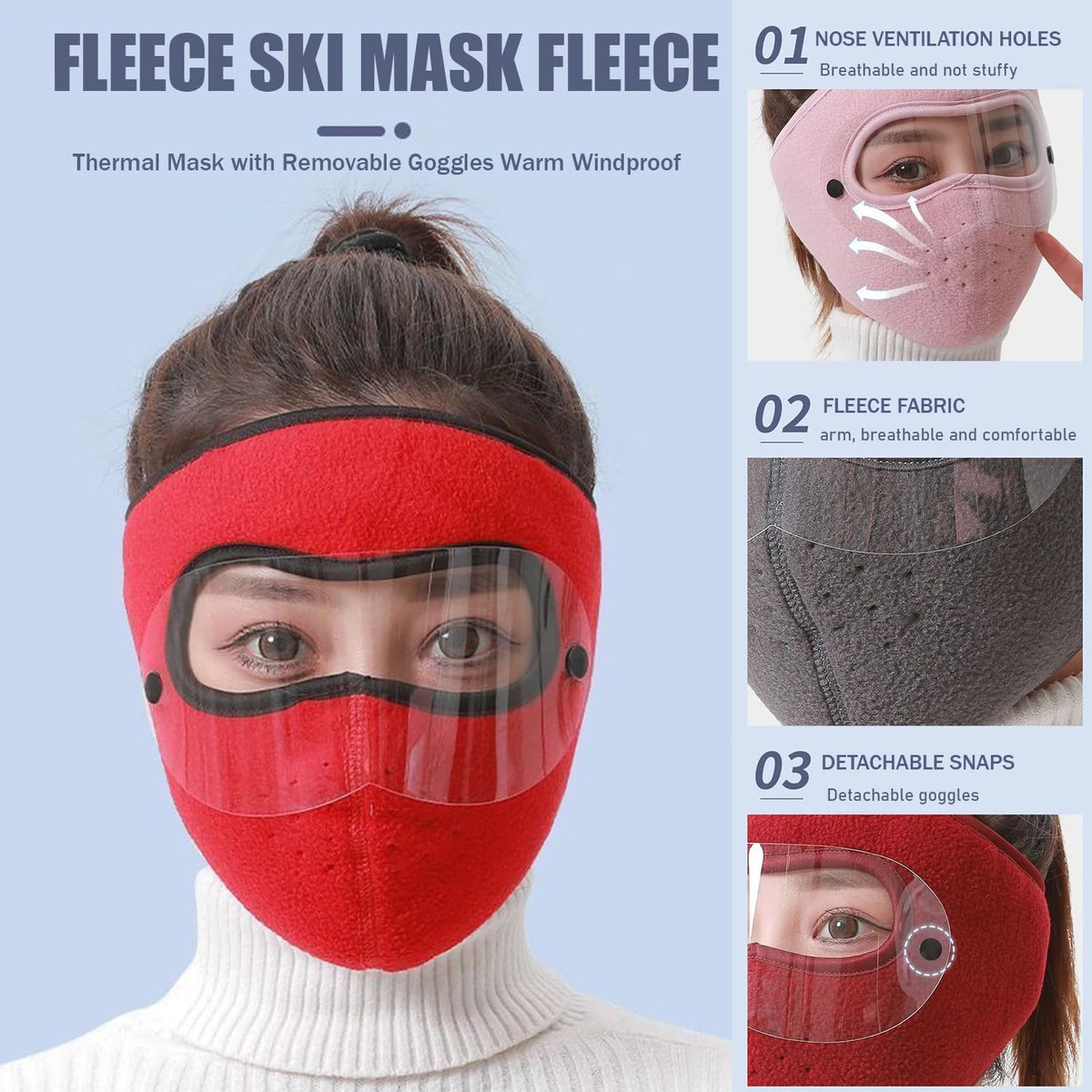 Fleece Thermal Mask with Removable Goggles
