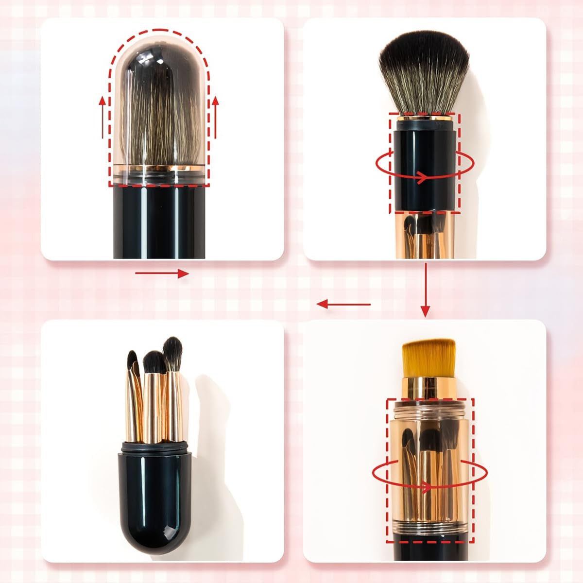 Capsule 6-in-1 Retractable Makeup Brush Set