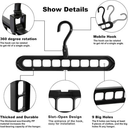 9 Space-Saving  Heavy-Duty PP Plastic Tiered Hanger