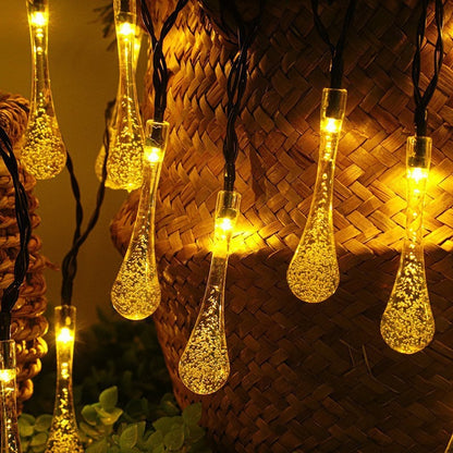 Teardrop-Shaped Christmas Decorative Solar Party Light - 21Ft 30-LED Solar Light