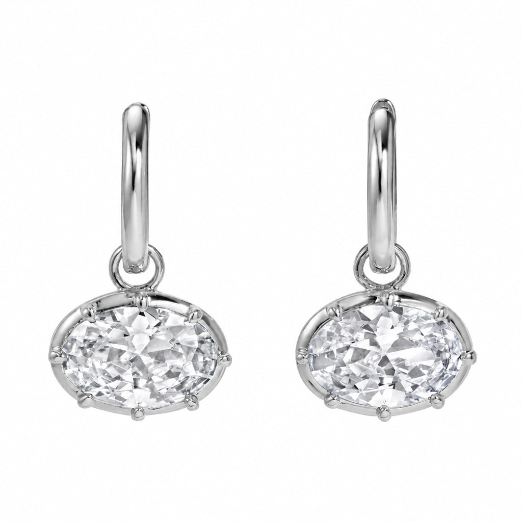 Women's Oval Zircon Earrings - Fashionable Artificial Gemstone Jewelry