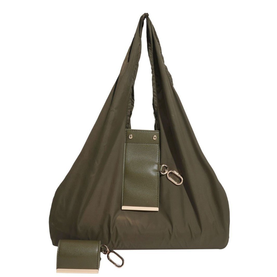 Foldable Nylon Tote Bag With Keychain – Lightweight, Reusable Shopping Bag