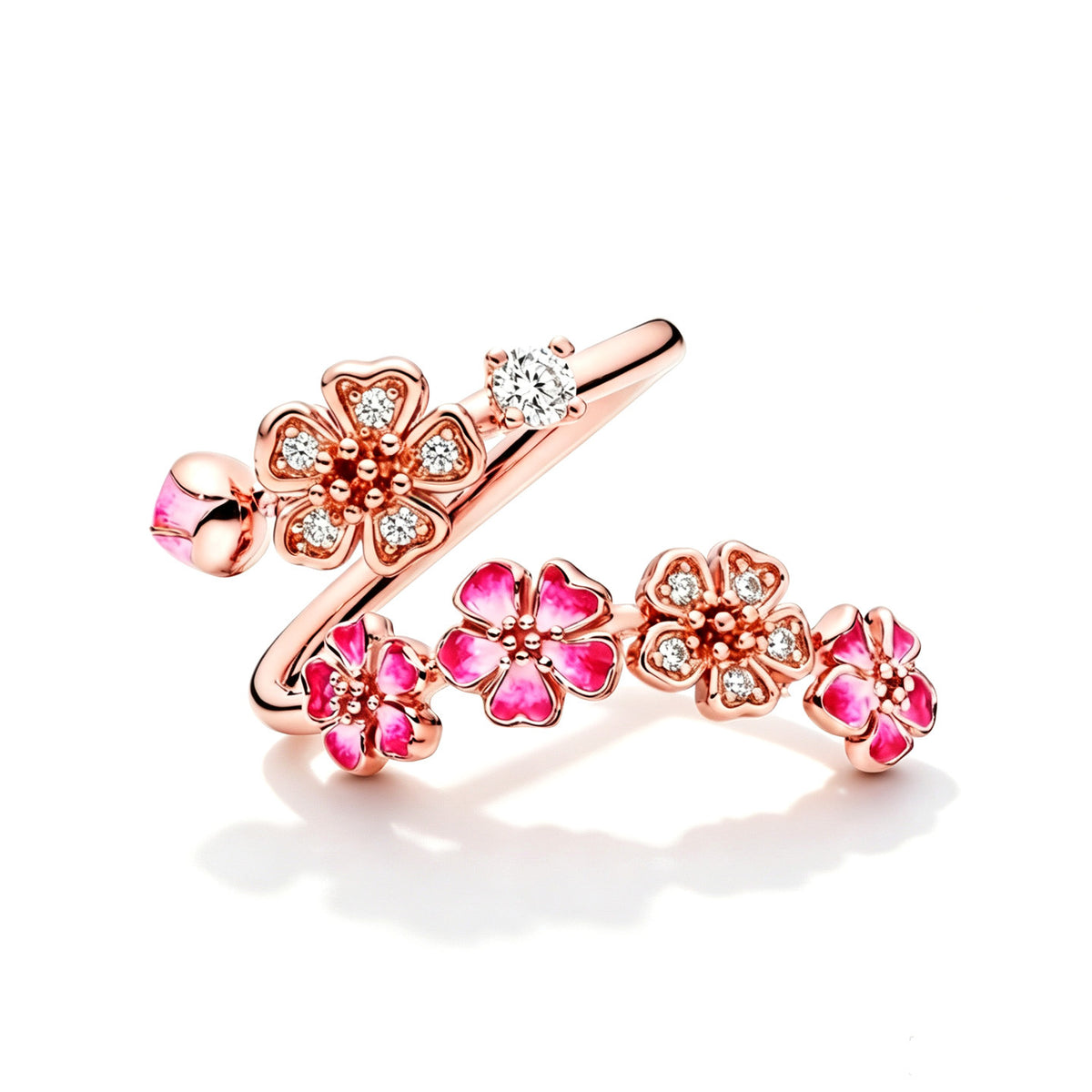 Peach Blossom Ring - Pink Peach Blossom Flower Branch Open Ring
