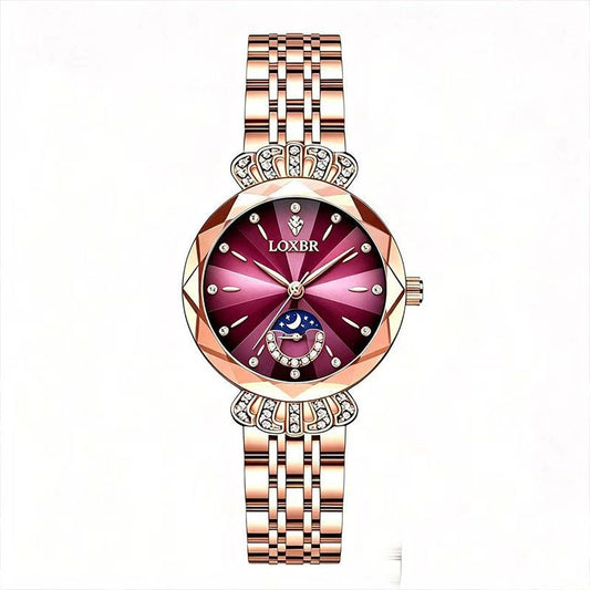 Elegant Womens Quartz Watch, Dainty Dress Watch with Crystal Accents