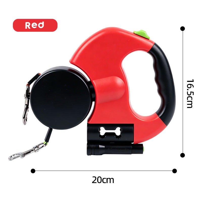 Adjustable Dual Pet Retractable Leash with LED Light