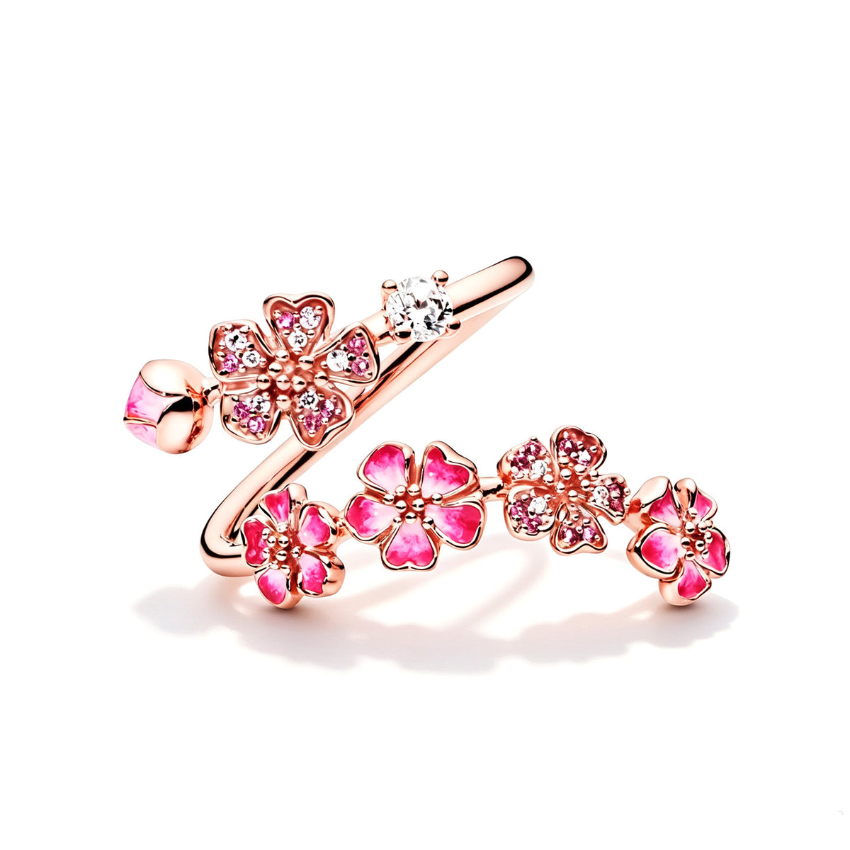 Peach Blossom Ring - Pink Peach Blossom Flower Branch Open Ring