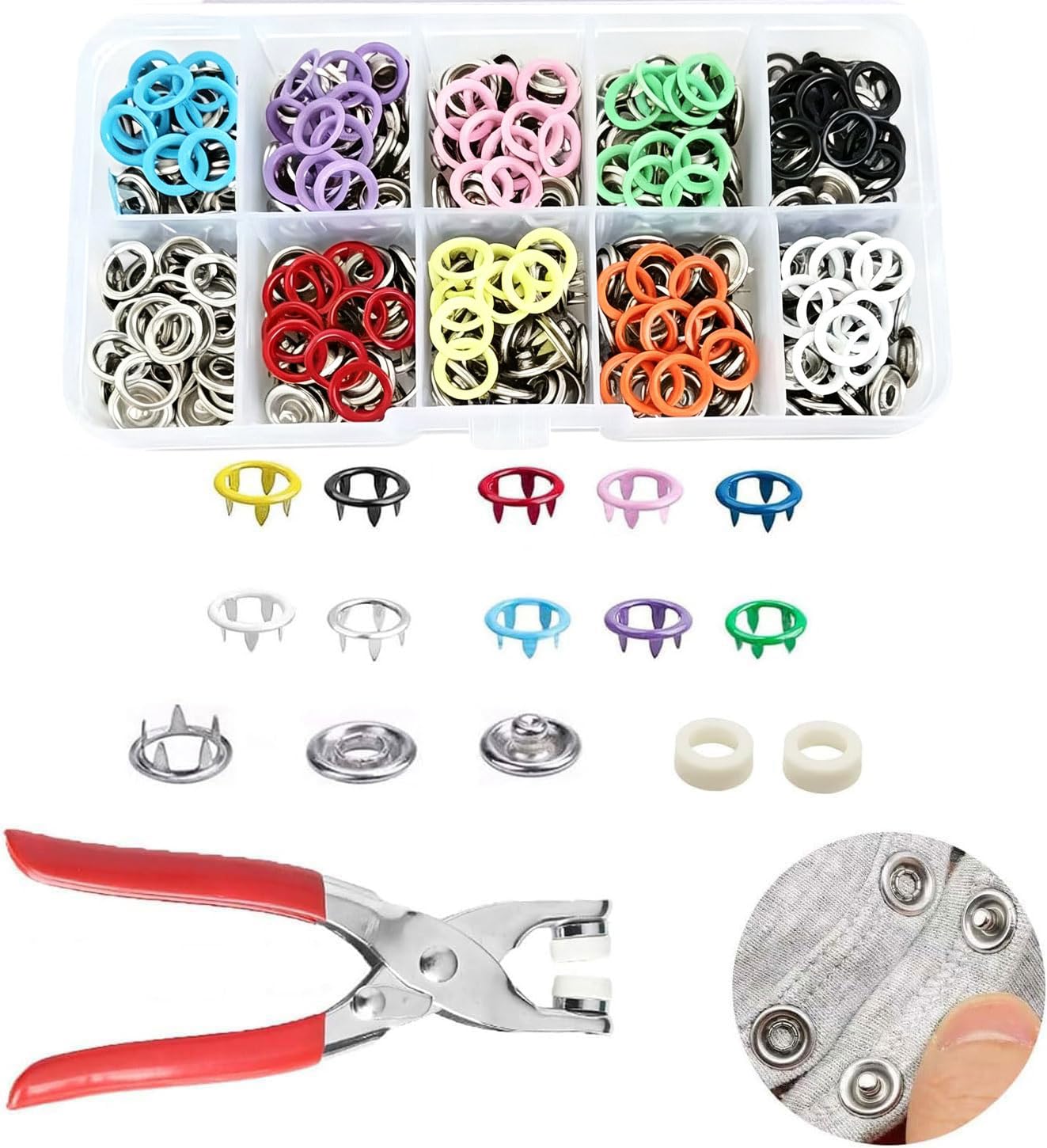 100 Sets Metal Prong Snaps and Installation Pliers