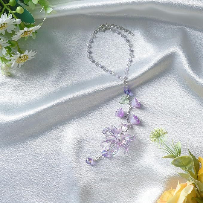Floral Lily Car Charm for Rearview Mirror
