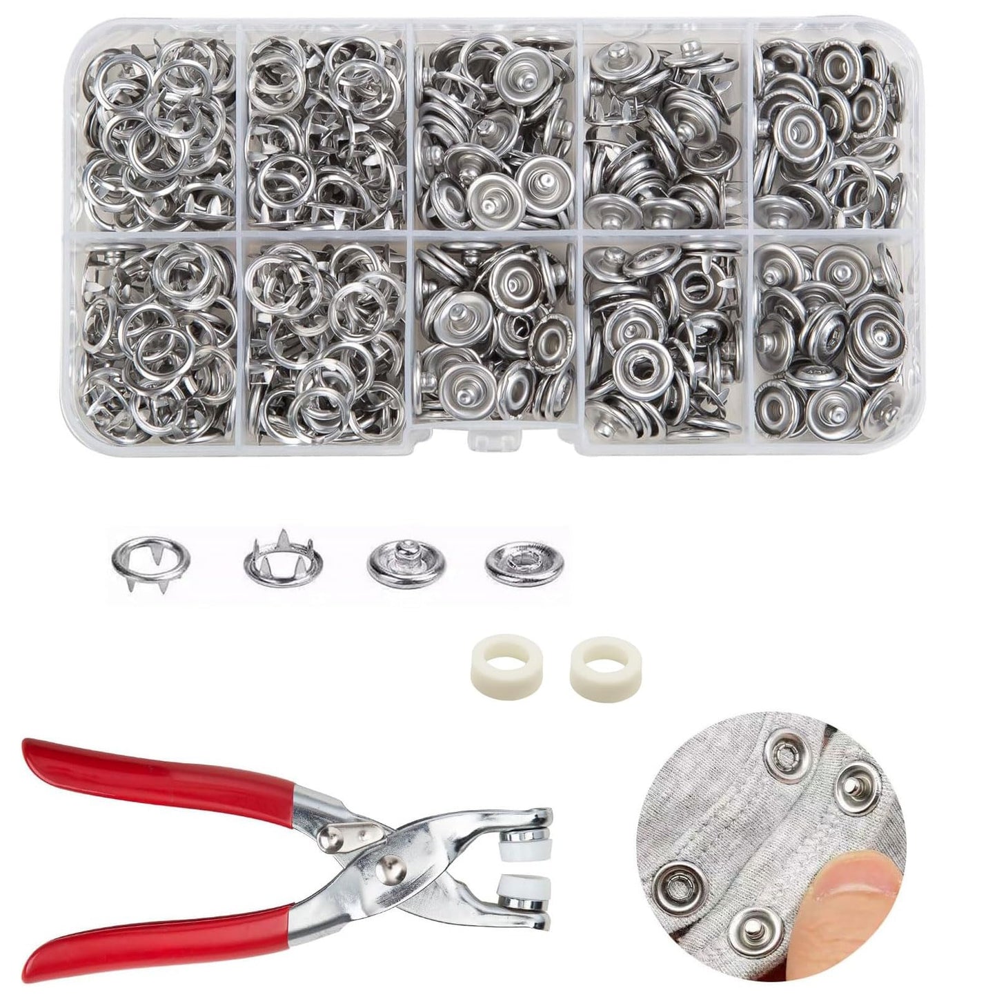 Snaps for Fabric with Fastener Pliers Press Tool Kit
