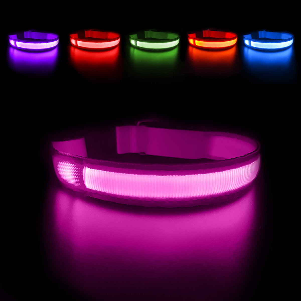 LED Dog Collars Rechargeable Light Up for Night