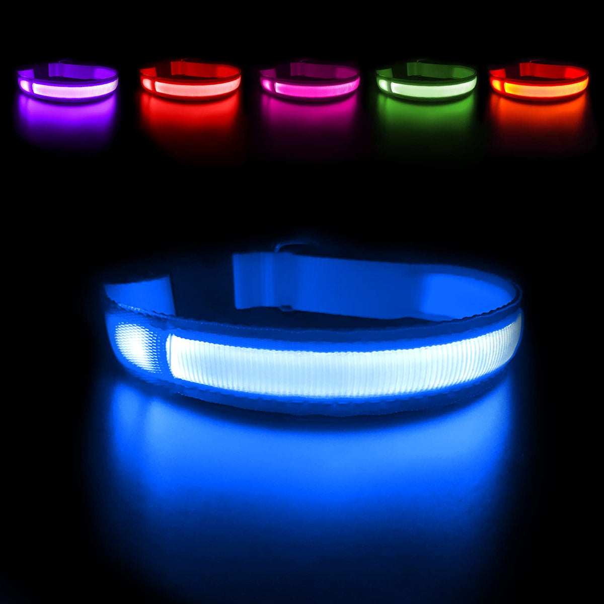 LED Dog Collars Rechargeable Light Up for Night
