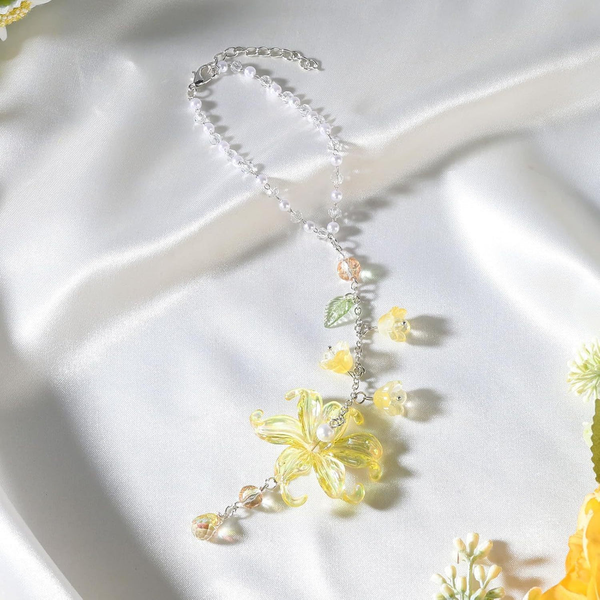 Floral Lily Car Charm for Rearview Mirror
