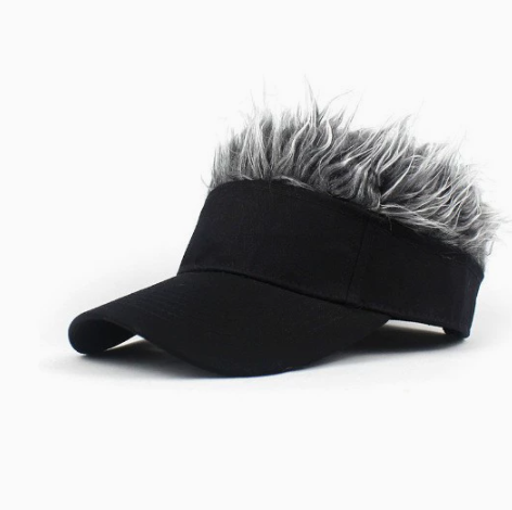 Visor Hat with Hair Funny Spiked Hair Wig Hat Novelty Adjustable Baseball Cap