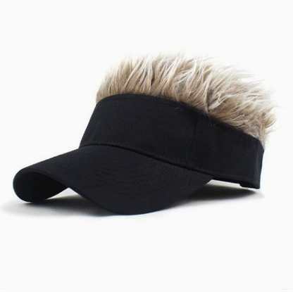 Visor Hat with Hair Funny Spiked Hair Wig Hat Novelty Adjustable Baseball Cap
