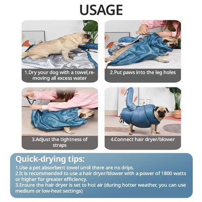 Dog Drying Bag , Suit for Small, Medium & Large Dogs and Cats