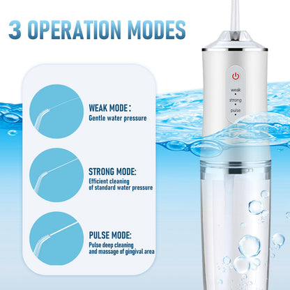 Electric Water Flosser Cordless for Teeth 3 Modes 4 Jet Tips Flossing