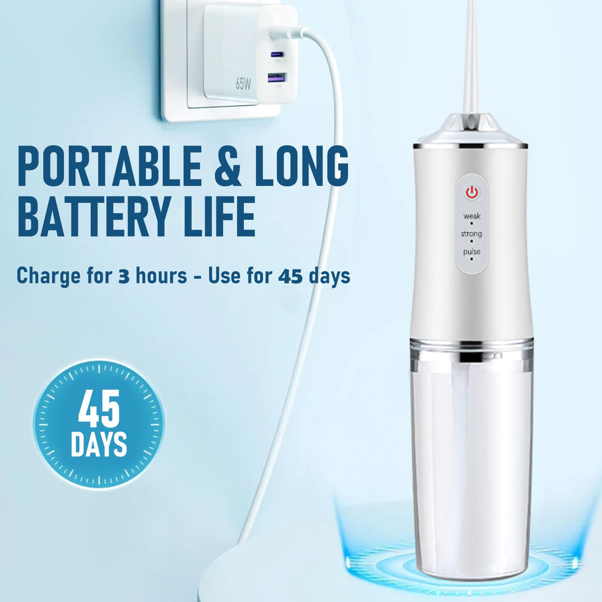 Electric Water Flosser Cordless for Teeth 3 Modes 4 Jet Tips Flossing