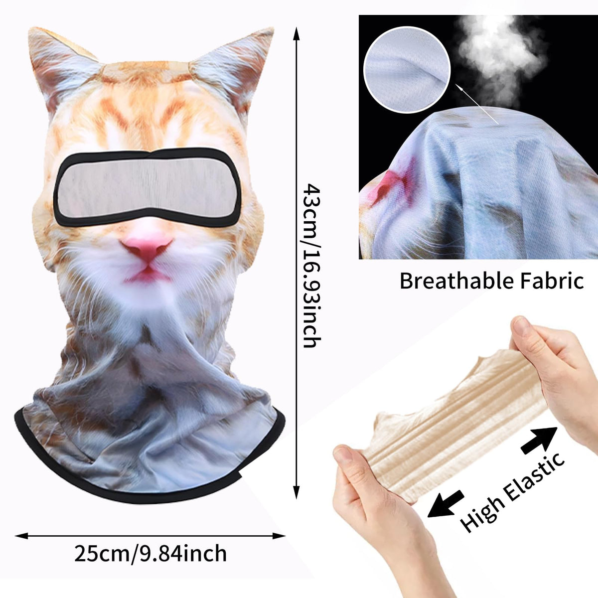 3D Cat Ski Balaclava Sheisty Face Mask with Ears Cute Animal