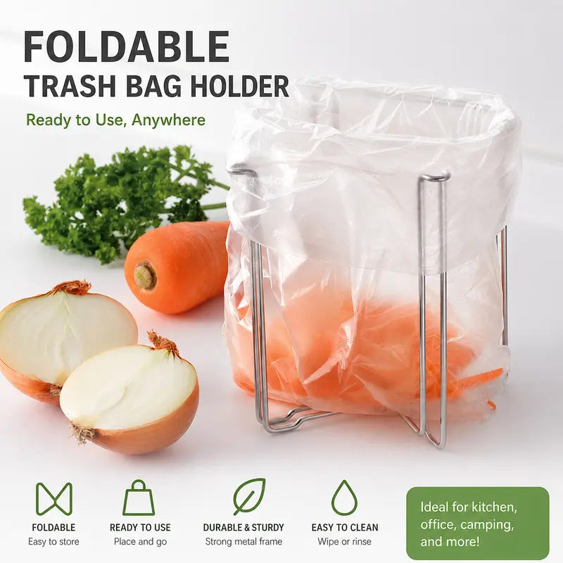 Foldable 304 Stainless Steel Trash Bag Holder