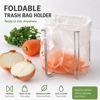 Foldable 304 Stainless Steel Trash Bag Holder