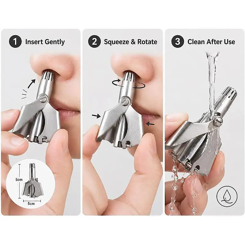 4Pack Manual Nose Hair Trimmer, Stainless Steel  with Cleaning Brush