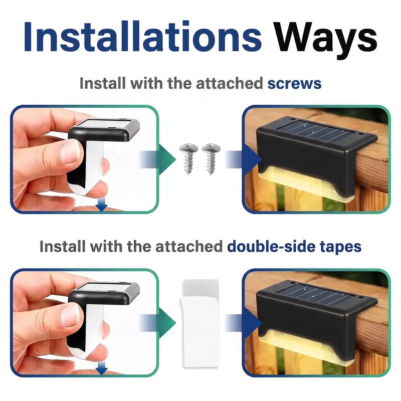 Solar Deck Step Lights, Solar Powered Waterproof Outdoor Lighting