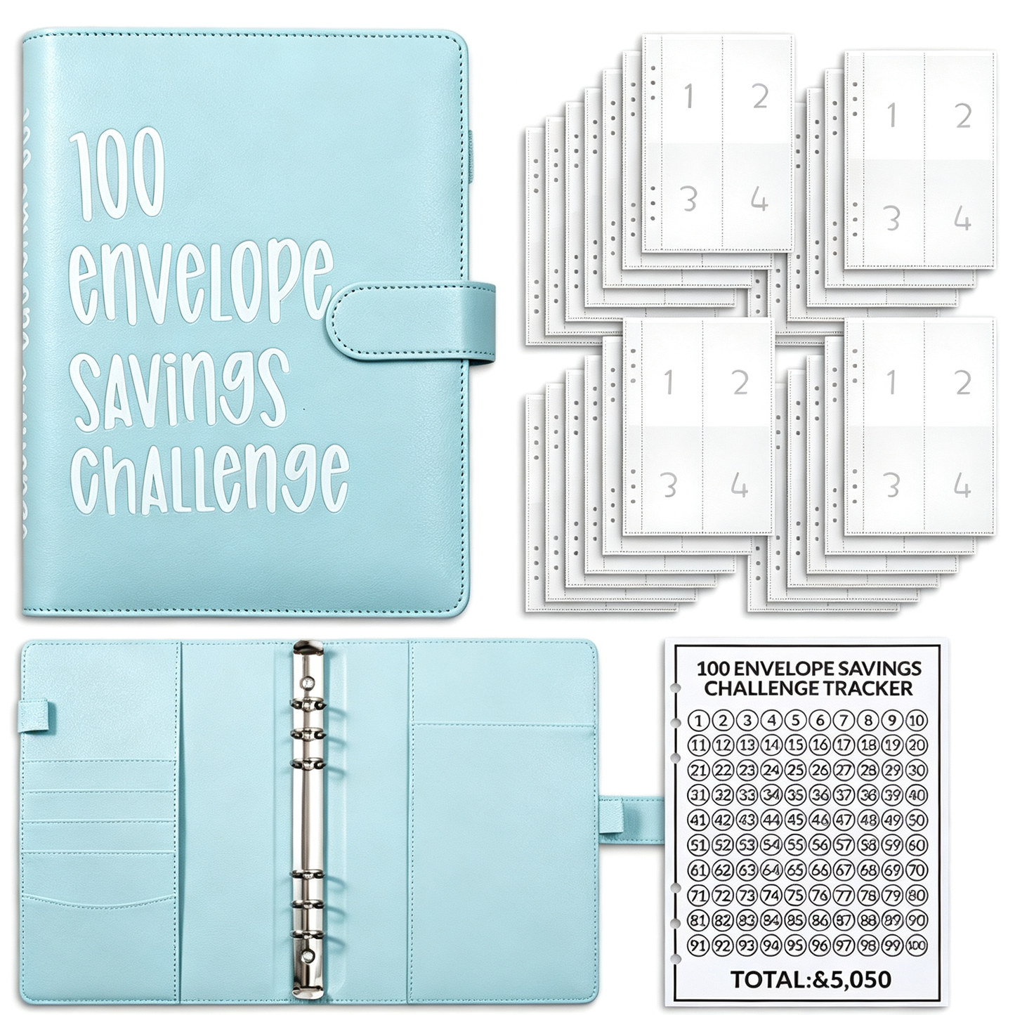 100 Envelopes Money Saving Challenge Budget Planner with Cash Envelopes