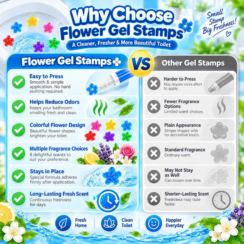 42 Flower Toilet Gel Stamps – Fresh Scents, Long-Lasting Odor Elimination-3 Pack