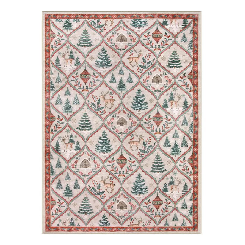Christmas-themed Rug - Machine Washable, Non-Slip
