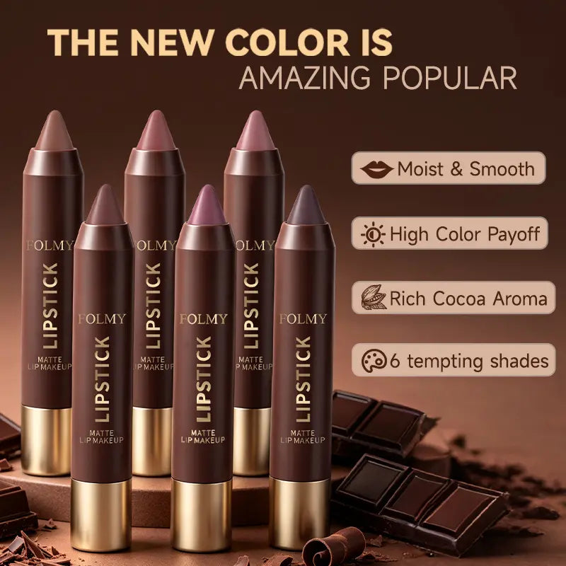 6Pcs Matte Creamy Lipstick Pencil Set