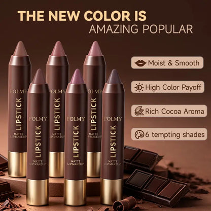 6Pcs Matte Creamy Lipstick Pencil Set
