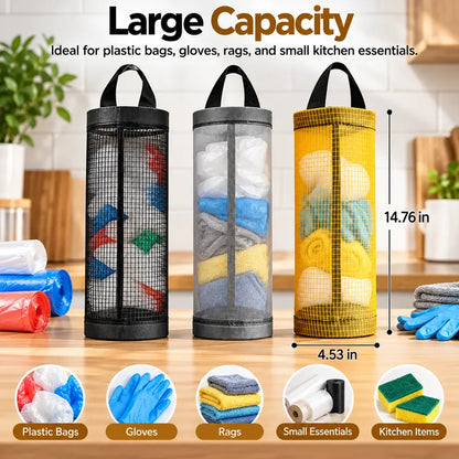 3Pcs Plastic Bag Holder Storage Organizer for Home,Washable Fabric