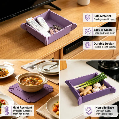 Foldable Magnetic Silicone Trivet & Pot Holder, Kitchen Heat Resistant Mat