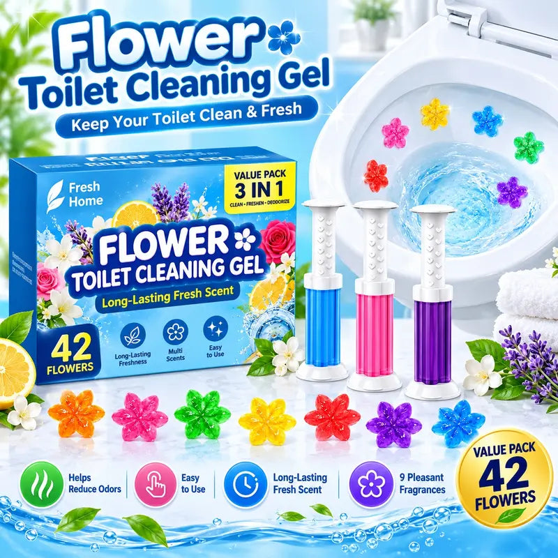 42 Flower Toilet Gel Stamps – Fresh Scents, Long-Lasting Odor Elimination-3 Pack