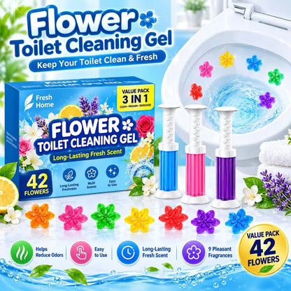 42 Flower Toilet Gel Stamps – Fresh Scents, Long-Lasting Odor Elimination-3 Pack